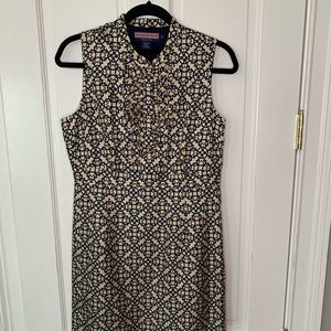 Vineyard Vines Navy Beige Lattice Print Dress